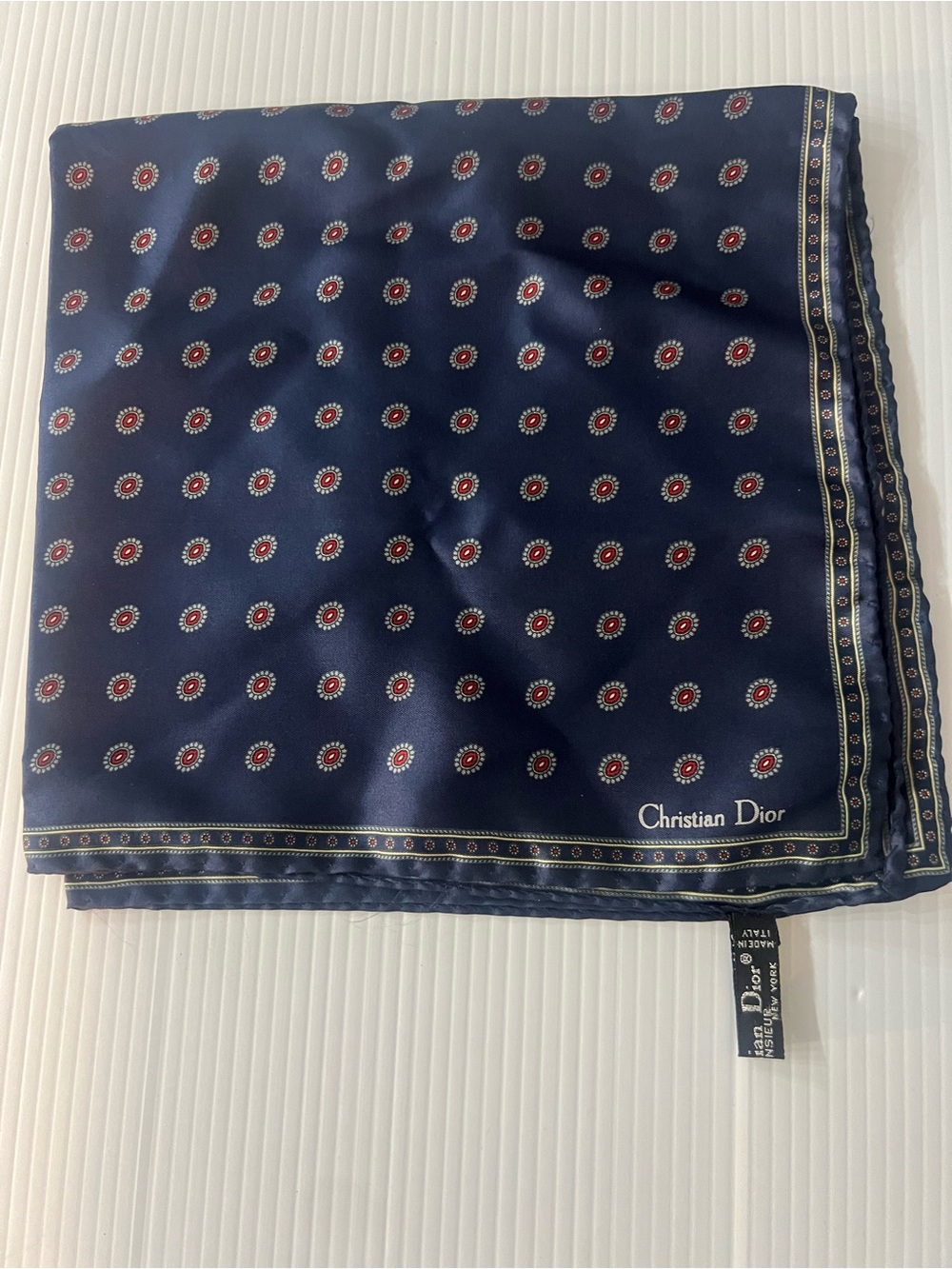 Christian Dior Silk Scarf Vintage Navy Italy